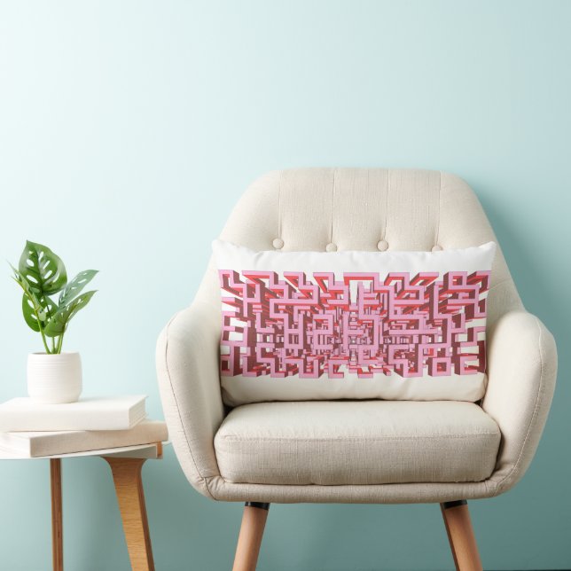 Modern 3D Pink Maze Lumbar Pillow (Chair)
