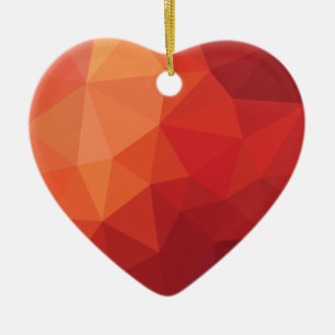 Modern 3d red heart ceramic tree decoration