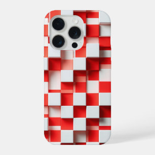 Modern 3D Red & White Geometric Cube Case Abstract