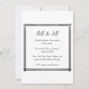 Modern 3D Silver Frame On White Background Wedding Invitation