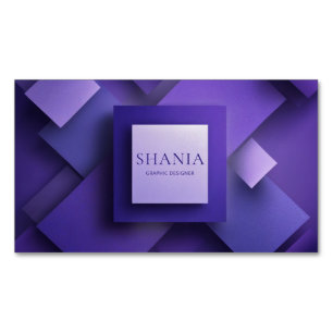 Modern 3D Textured Geometric Purple Magnetic Business Card