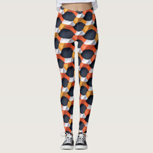 Modern 3D Wave Geometric Pattern in Bold Colours Leggings