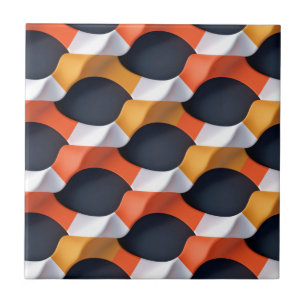Modern 3D Wave Geometric Pattern in Bold Colours Tile