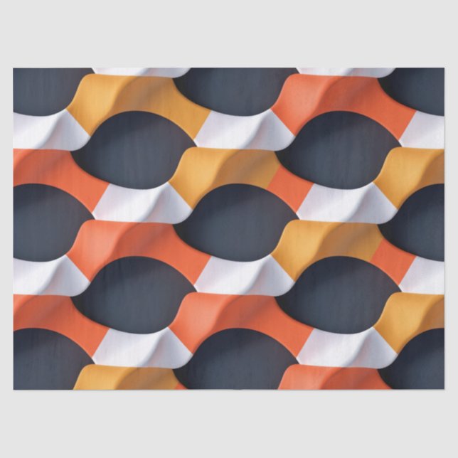 Modern 3D Wave Geometric Pattern in Bold Colours Tissue Paper (Front)
