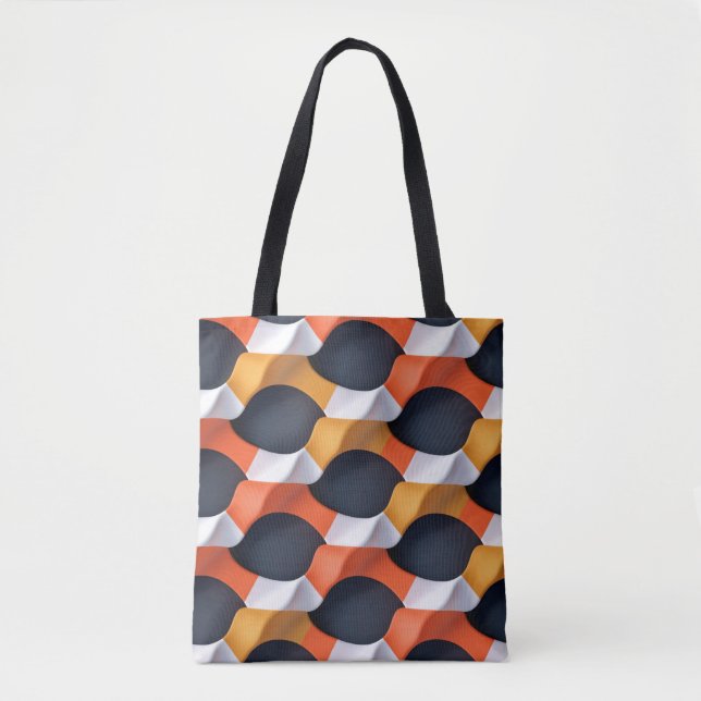 Modern 3D Wave Geometric Pattern in Bold Colours Tote Bag (Front)