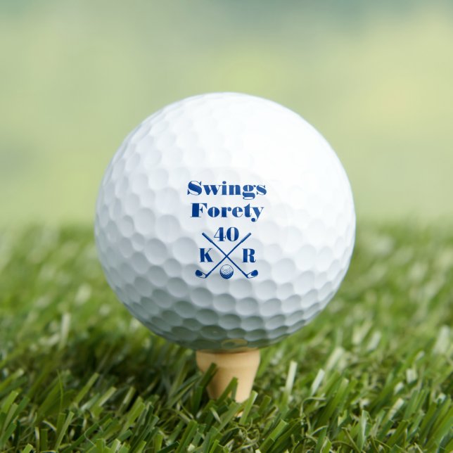 Modern 40 50 60 Birthday Golf Monogram Dark Blue Balls (Insitu Tee)