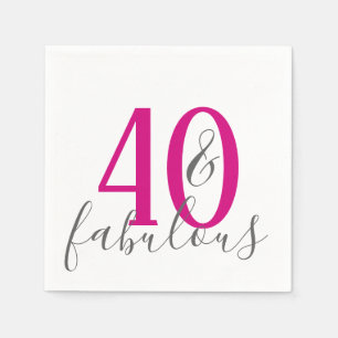 Modern 40 and Fabulous Birthday Party Napkins