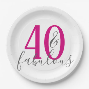 Modern 40 and Fabulous Birthday Party Plates