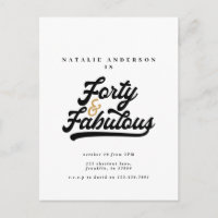 Modern 40 and fabulous black and white birthday