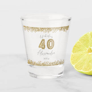 Modern 40 and Fabulous Gold Gitter Personalised Shot Glass