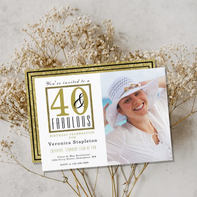 Modern 40 & Fabulous 40th Birthday Party Invitation (MODERN 40 & FABULOUS 40TH BIRTHDAY INVITATION
)