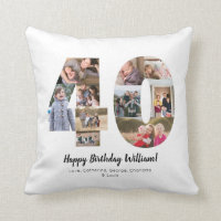 Modern 40 Number Photo Collage Custom Greeting