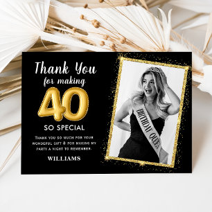 Modern 40th Adult Birthday Photo Invitation