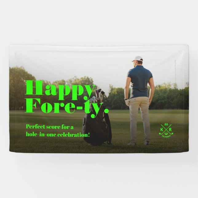 Modern 40th Birthday 50th Father's Day Golf Banner (Horizontal)