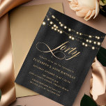 Modern 40th Birthday Elegant Stylish Invitation<br><div class="desc">Modern 40th Birthday Elegant Stylish Invitation - Elegant birthday party invitation features gorgeous,  gold calligraphy spelling "forty" with gold string lights hanging overhead on an elegant black background. Our modern invitation template makes it so easy to customise your invitation for your special celebration. Invitation is part of a collection.</div>