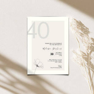 Modern 40th Birthday Invitation - Minimal Style