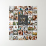 Modern 40th birthday multi photo script gift  tapestry<br><div class="desc">Modern minimal multi photo script 40th birthday tapestry. Ideal gift available for mums,  dads,  grand,  grandad of any family member. Stunning elegant script text. Black,  white and gold design.</div>