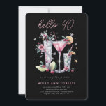 Modern 40th Birthday Party Invitation<br><div class="desc">Modern Glittery 40th Birthday Party Invitation - featuring sparkling cocktails with modern typography with a little glitter thrown in. Silver and blush pink are dramatic on a black background. The back of the invitation is coordinating glitter for a festive touch.</div>