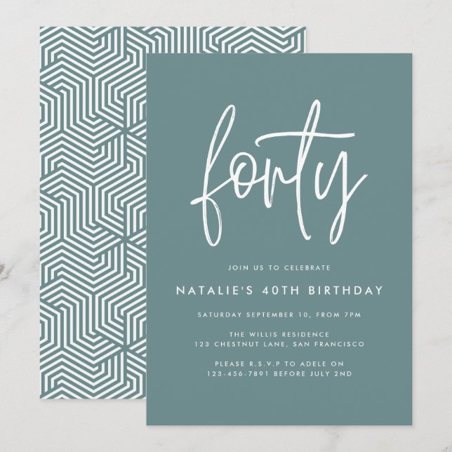 Modern 40th birthday simple stylish elegant script (Front/Back)