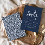 Modern 40th birthday simple stylish elegant script<br><div class="desc">Modern 40th birthday simple stylish elegant script & geometric 40th birthday invite. Modern geometric backer pattern. Part of a collection. Colour can be changed.</div>