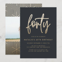 Modern 40th birthday simple stylish elegant script
