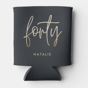 Modern 40th birthday simple stylish elegant script can cooler