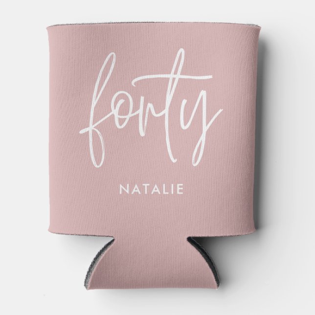 Modern 40th birthday simple stylish elegant script can cooler (Front)