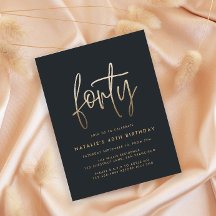 Modern 40th birthday simple stylish elegant script