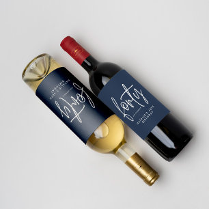 Modern 40th birthday simple stylish elegant script wine label