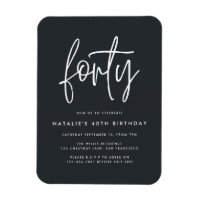 Modern 40th birthday simple stylish script photo