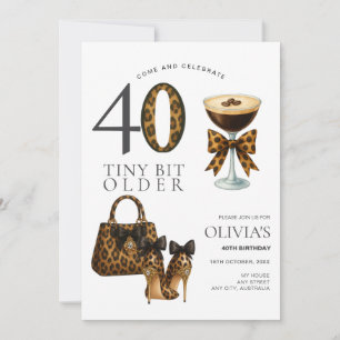 Modern 40th Birthday, Trendy Leopard Print Invitation