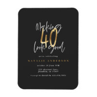 Modern 40th birthday typography black and gold