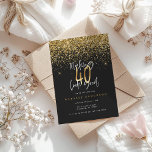 Modern 40th birthday typography glitter gold black<br><div class="desc">Modern 40th birthday typography black and gold effect glitter birthday invitation. Modern script text monochrome design. Part of a collection.</div>