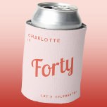 Modern 40th Forty Birthday Can Cooler<br><div class="desc">A modern chic typography design in orange and blush pink to celebrate your landmark fortieth birthday in style.  Change the text to personalise.</div>