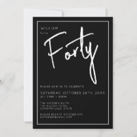 Modern 40th Forty Fortieth Black birthday party