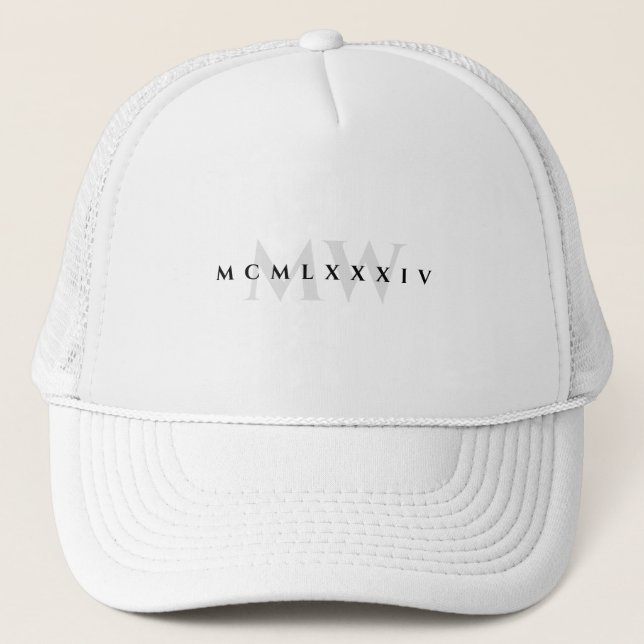 Modern 40th Roman Numerals Wedding Anniversary Trucker Hat (Front)