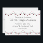 Modern 40th Ruby Wedding Anniversary Invitation<br><div class="desc">Personalised modern white 40th Ruby Wedding Anniversary Invitation with red and silver heart bunting. Perfect for a husband and wife who are organising a celebration after forty years of marriage or for family members who are arranging a party for their mum and dad. The text shown can be customised by...</div>