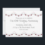 Modern 40th Ruby Wedding Anniversary Invitation<br><div class="desc">Personalised modern white 40th Ruby Wedding Anniversary Invitation with red and silver heart bunting. Perfect for a husband and wife who are organising a celebration after forty years of marriage or for family members who are arranging a party for their mum and dad. The text shown can be customised by...</div>