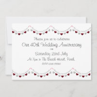 Modern 40th Ruby Wedding Anniversary Invitation