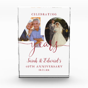 Modern 40th Wedding Anniversary Ruby 2 Photo Block