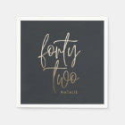 Modern 42nd birthday Black gold elegant script Inv