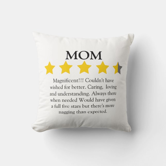 Modern 4.5 star funny Mum review, Cushion (Front)