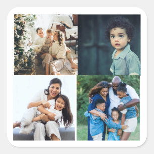 Modern 4 collage Custom Photos Square Sticker