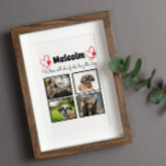 Modern 4 dog photo collage Plaque<br><div class="desc">Celebrate your best friend with a custom Photo Collage. When you have so many fun memories and photos, one photo isn't enough. This plaque has 4 photos, a quote, and you can personalise the name of your pet. You can also change the colour of the paw print. To customise, you...</div>