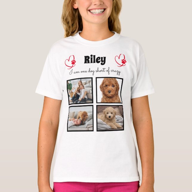  Modern 4 dog photo collage t-shirt for girls (Front)