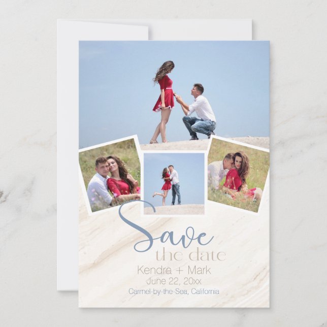 Modern 4 Photo Beach Save the Date Invitation (Front)