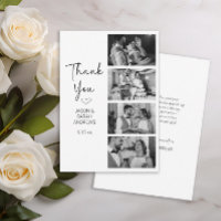 Modern 4 Photo Black White Filmstrip Wedding