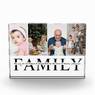 Modern 4 Photo Collage Family christmas Quote Block