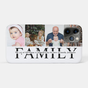Modern 4 Photo Collage Family christmas quote Case-Mate iPhone Case
