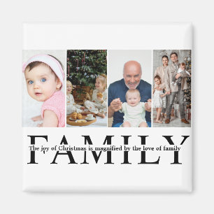 Modern 4 Photo Collage Family christmas quote Magnet